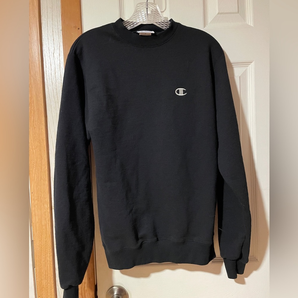 champion authentic black crewneck